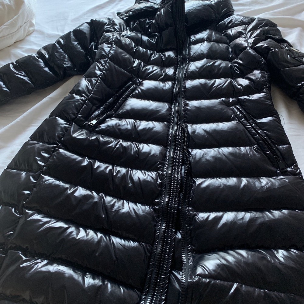 Moncler Moka Shiny Fitted Puffer Clay with Hood